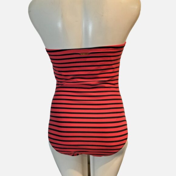 MICHAEL KORS NAVY RED STRIPE ONE PIECE SWIM BATHING SUIT WOMENS SIZE 10 BANDEAU - Picture 6 of 11